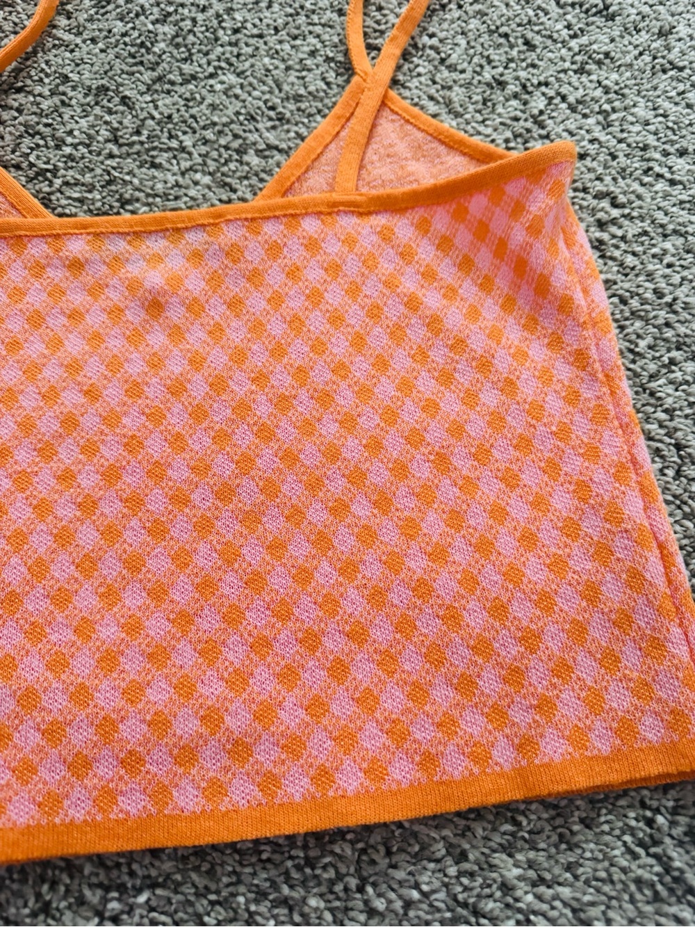 ZARA Pink and Orange Check Knit Cami - Picture 4 of 4